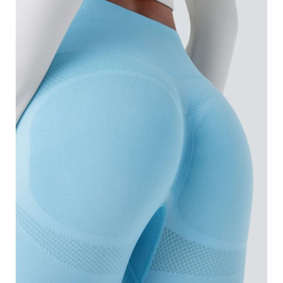 HALARA NWOT Seamless Flow High Waist Tummy Control Butt Lift Blue Leggings Large - Picture 4 of 11